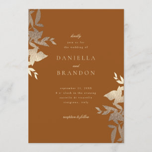 Invitación Moda Boda moderno de Faux Gold Rust Brown