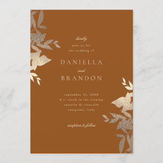 Invitación Moda Boda moderno de Faux Gold Rust Brown