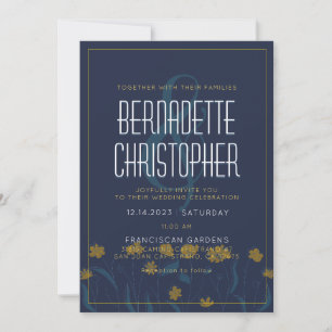 Invitación Moda boda Moderno Elegante Simple Amarillo Azul