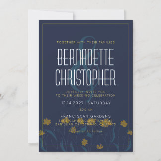 Invitación Moda boda Moderno Elegante Simple Amarillo Azul