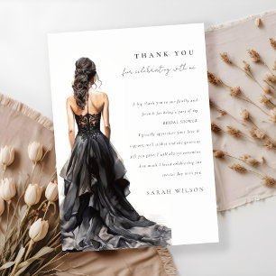 Invitación Moda Boda negro vestido ducha de novia gracias
