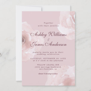 Invitación Moda Boda Púrpura Moderno Rosa Floral Rosa Rosa