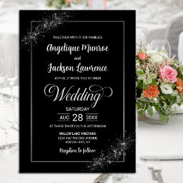 Invitación Moda Boda Purpurina negro