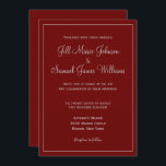 Invitación Moda Boda rojo y gris<br><div class="desc">Invitaciones que son simples y de moda,  disponibles en una variedad de tamaños y formas diferentes,  estas invitaciones a la boda presentan una fuente gris sobre un fondo rojo dramático. Perfecto para un tema de color rojo y gris,  personaliza el suyo hoy mismo!</div>