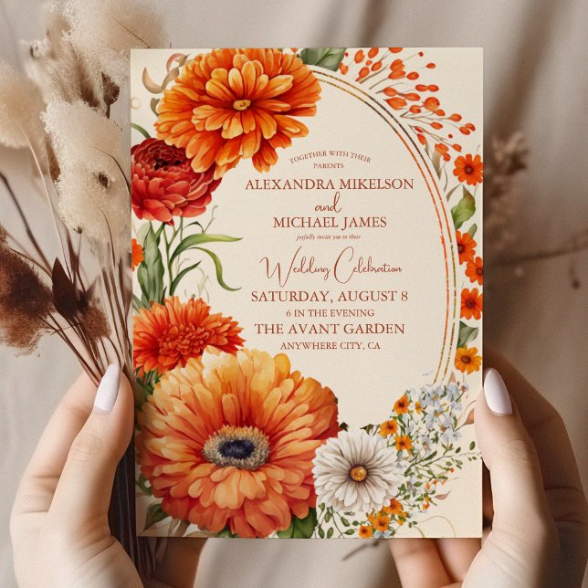 Invitación Moda bohemia Boda Floral Terracotta (Subido por el creador)