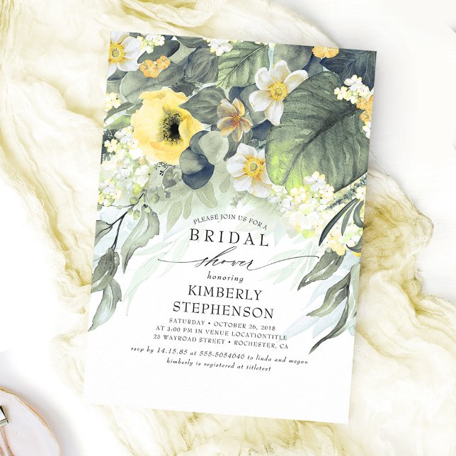 Invitación Moda Bohemia floral amarilla ducha de novia (Subido por el creador)