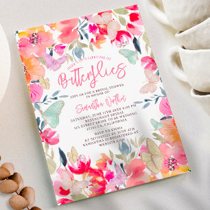 Invitación Moda bohemia mariposas flores ducha de novia