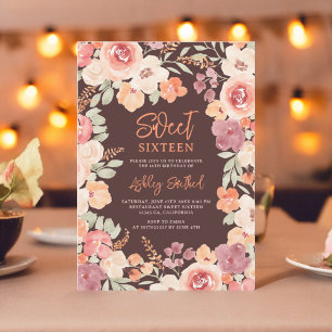 Invitación Moda bohemia naranja pintado otoño Sweet 16