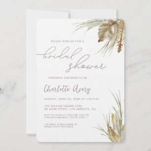 Invitación Moda Boho acuarela Pampas césped Ducha de novias