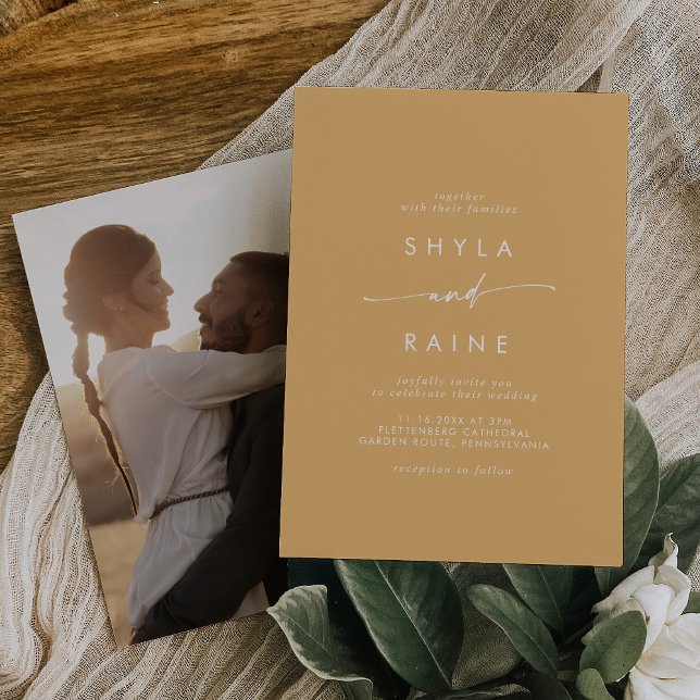Invitación Moda Boho Amarillo Marigold Casual Photo Boda (Subido por el creador)