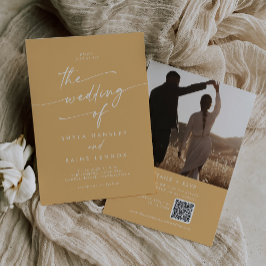 Invitación Moda Boho Amarillo Marigold Foto Boda de código QR