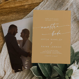Invitación Moda Boho Amarillo Marigold Foto Boda Español