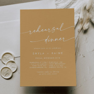 Invitación Moda Boho Boda amarillo Marigold Ensayo Cena