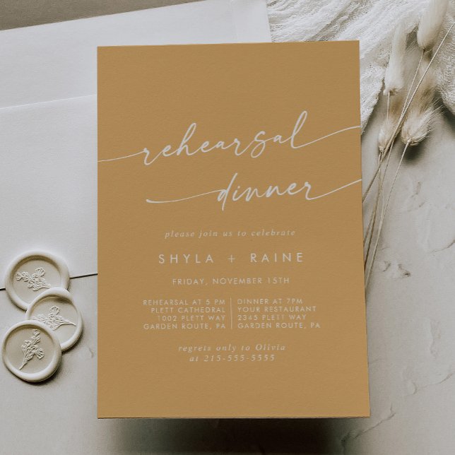Invitación Moda Boho Boda amarillo Marigold Ensayo Cena (Subido por el creador)