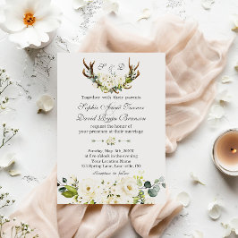 Invitación Moda Boho Boda de flores de crema blanca Antlers