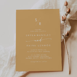 Invitación Moda Boho Boda de Monograma amarillo Marigold