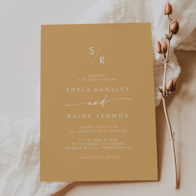 Invitación Moda Boho Boda de Monograma amarillo Marigold (Subido por el creador)