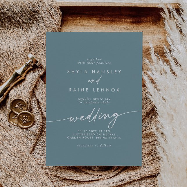 Invitación Moda Boho Boda Verde azulado Seafoam (Subido por el creador)