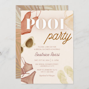 Invitación Moda Boho Bridal Shower Beige Pool Fiesta