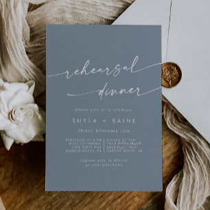 Invitación Moda Boho  Dusty Blue Boda Ensayo Cena