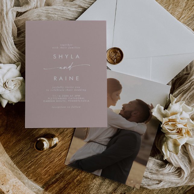 Invitación Moda Boho Dusty Rosa Boda de fotos Casual Rosa (Subido por el creador)