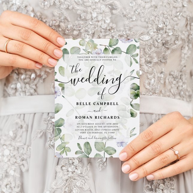 Invitación Moda Boho Eucalyptus y Boda Purple Floral (Subido por el creador)