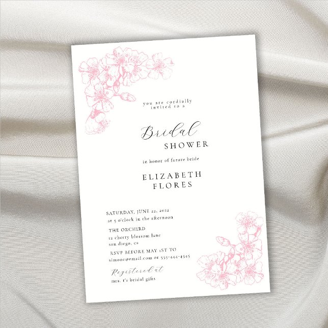 Invitación Moda Boho Flor cereza Flor rosa ducha de novia (Subido por el creador)