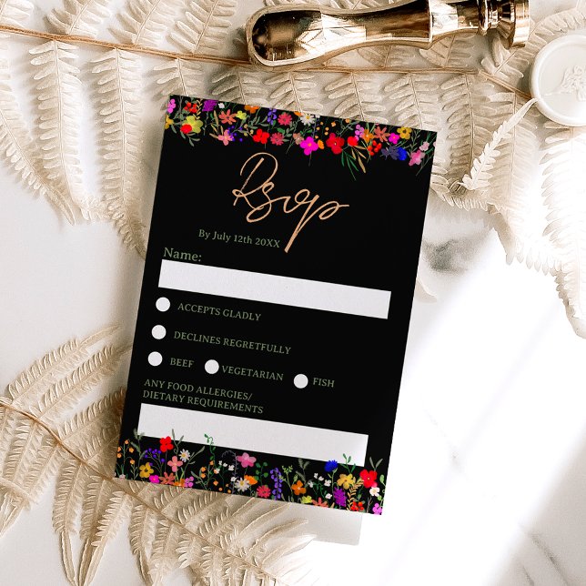 Invitación Moda boho flor salvaje brillante rsvp (Subido por el creador)