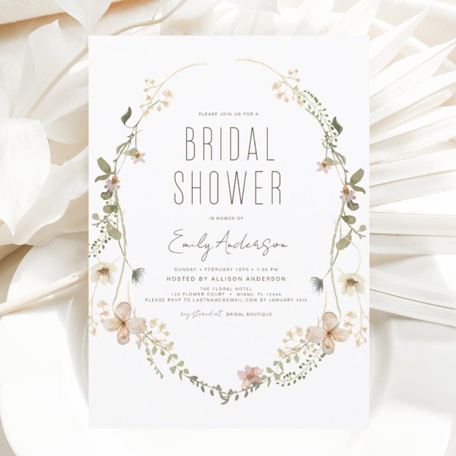Invitación Moda Boho Flor silvestre ducha de novia elegante (Subido por el creador)