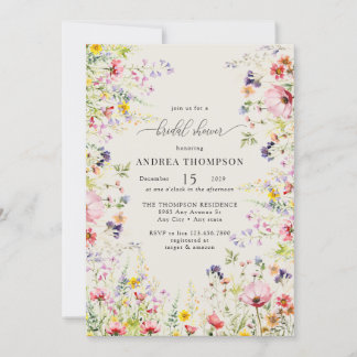 Invitación Moda Boho Flor silvestre Ducha nupcial
