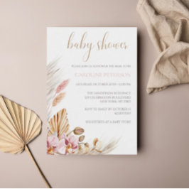 Invitación Moda Boho Floral Pampas Grass Baby Shower