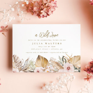 Invitación Moda Boho Floral Pampas Palm Gold Bridal Shower