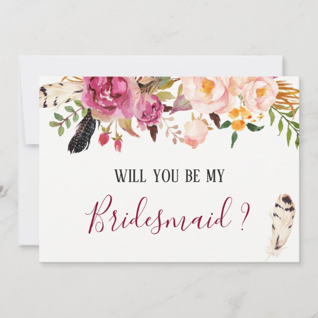 Invitación Moda Boho Floral Serás Mi Novia (Anverso)