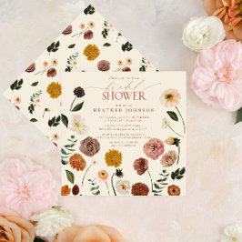 Invitación Moda Boho Floral Terracotta Moderno Ducha nupcial
