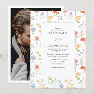 Invitación Moda Boho Flores silvestres Boda floral moderna