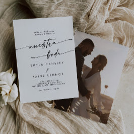 Invitación Moda Boho Foto de Boda español en blanco y negro