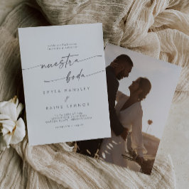 Invitación Moda Boho Foto Gris plateado Boda español