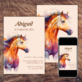 Invitación Moda Boho Horse Beige Brown Pony Party