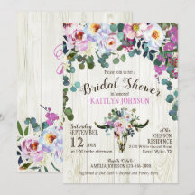 Moda Boho Longhorn Cow Skull Floral Bridal Shower
