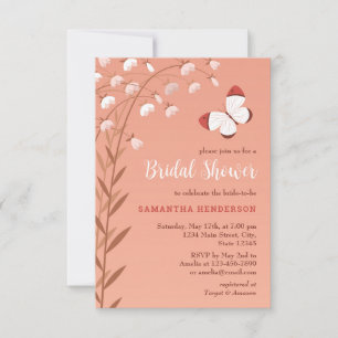 Invitación Moda Boho Mariposa Floral Elegante Ducha Nupcial
