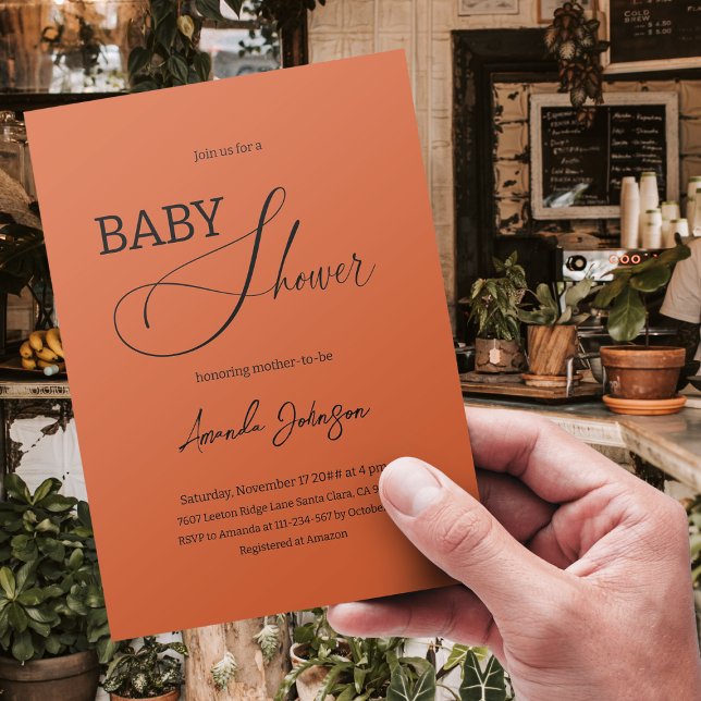 Invitación Moda Boho Mínimo Terracota Quemada Naranja Rústico (Subido por el creador)