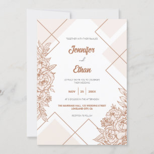 Invitación Moda Boho moderna Boda de flores botánicas peonía