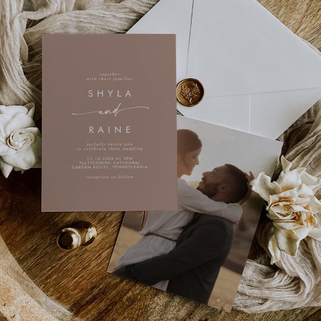Invitación Moda Boho Neutral Taupe Casual Foto Boda (Subido por el creador)