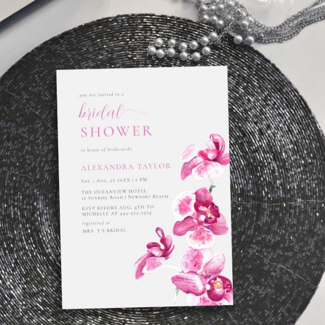 Invitación Moda Boho Orquídea Rosa Elegante Ducha Bridal (Subido por el creador)