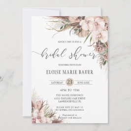 Invitación Moda Boho Pampas Ducha nupcial Orquídea Grasa