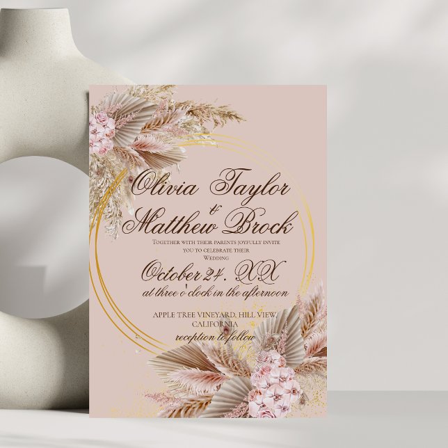 Invitación Moda Boho Pampas Mejor Boda (Subido por el creador)