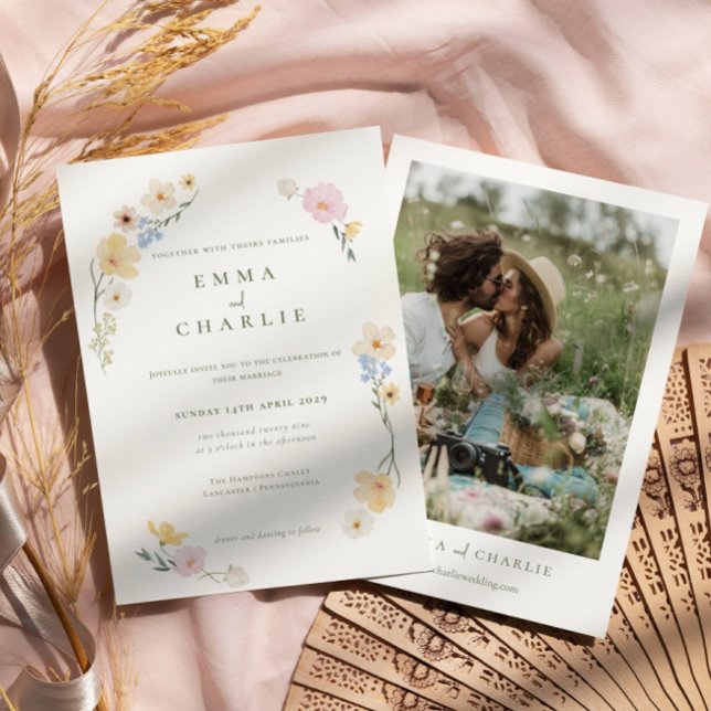 Invitación Moda Boho Pastel Boda de fotografía floral (Subido por el creador)