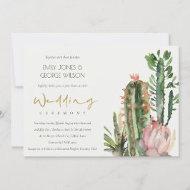 INVITACIÓN MODA BOHO PINK FLORAL CACTI BODA FOLIAGE