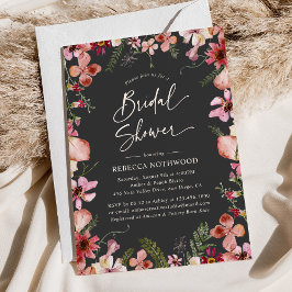 Invitación Moda Boho Pink Presa Florals Gray Bridal Shower
