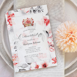 Invitación Moda Boho Red Floral Quinceañera